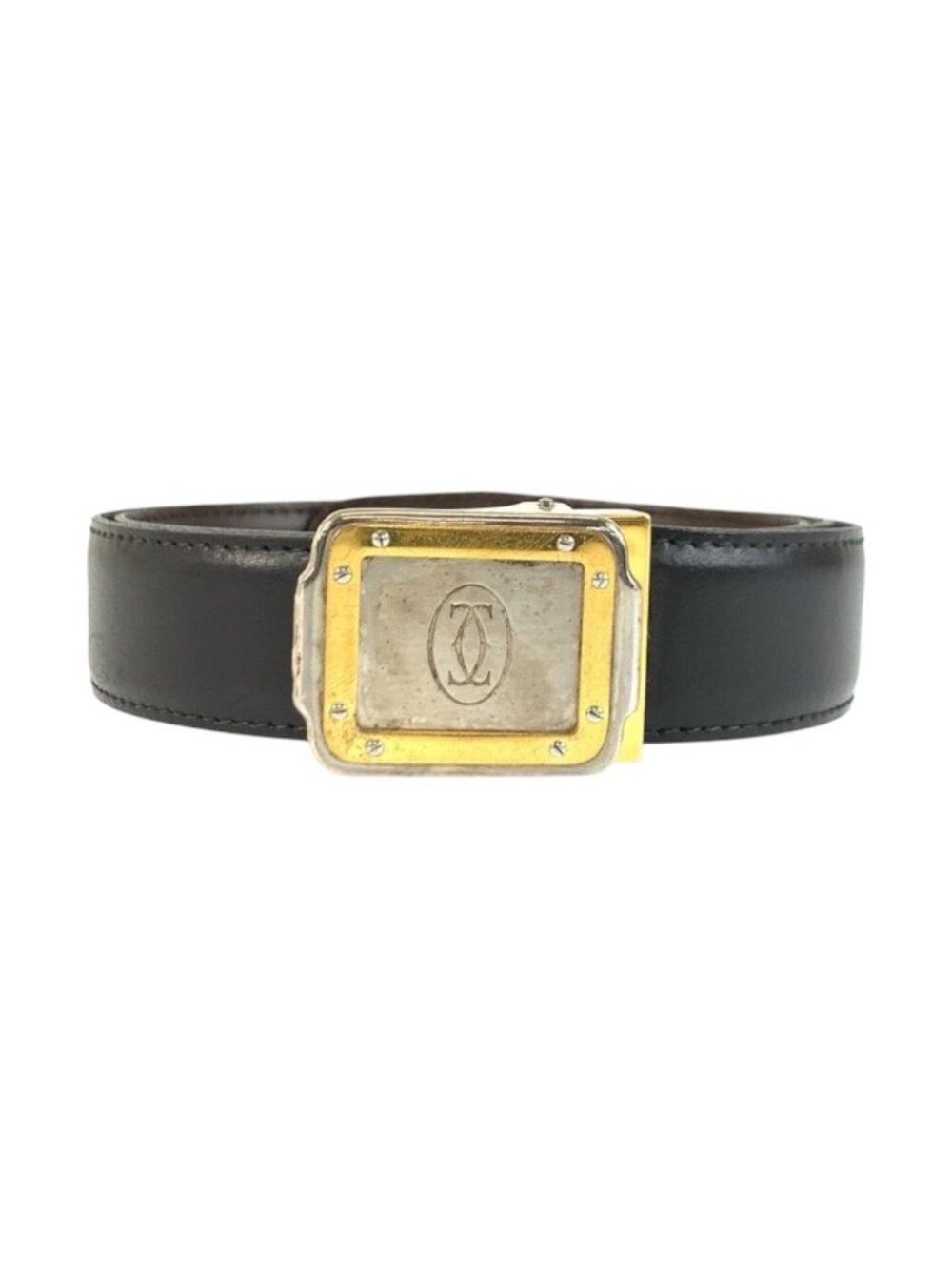 Cartier Belt Black Leather Metal